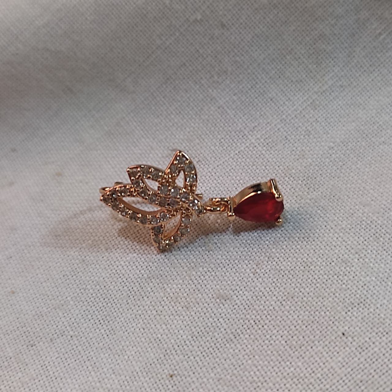 Rose Gold Plated Floral Drop Earrings with Teardrop CZ Stone