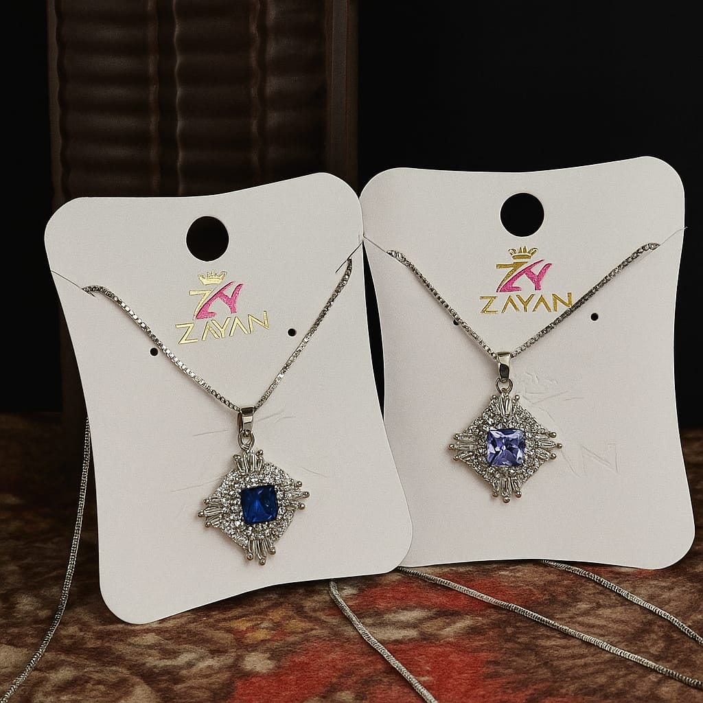 Elegant Crystal Pendant Necklaces Royal Blue & Lavender Shine