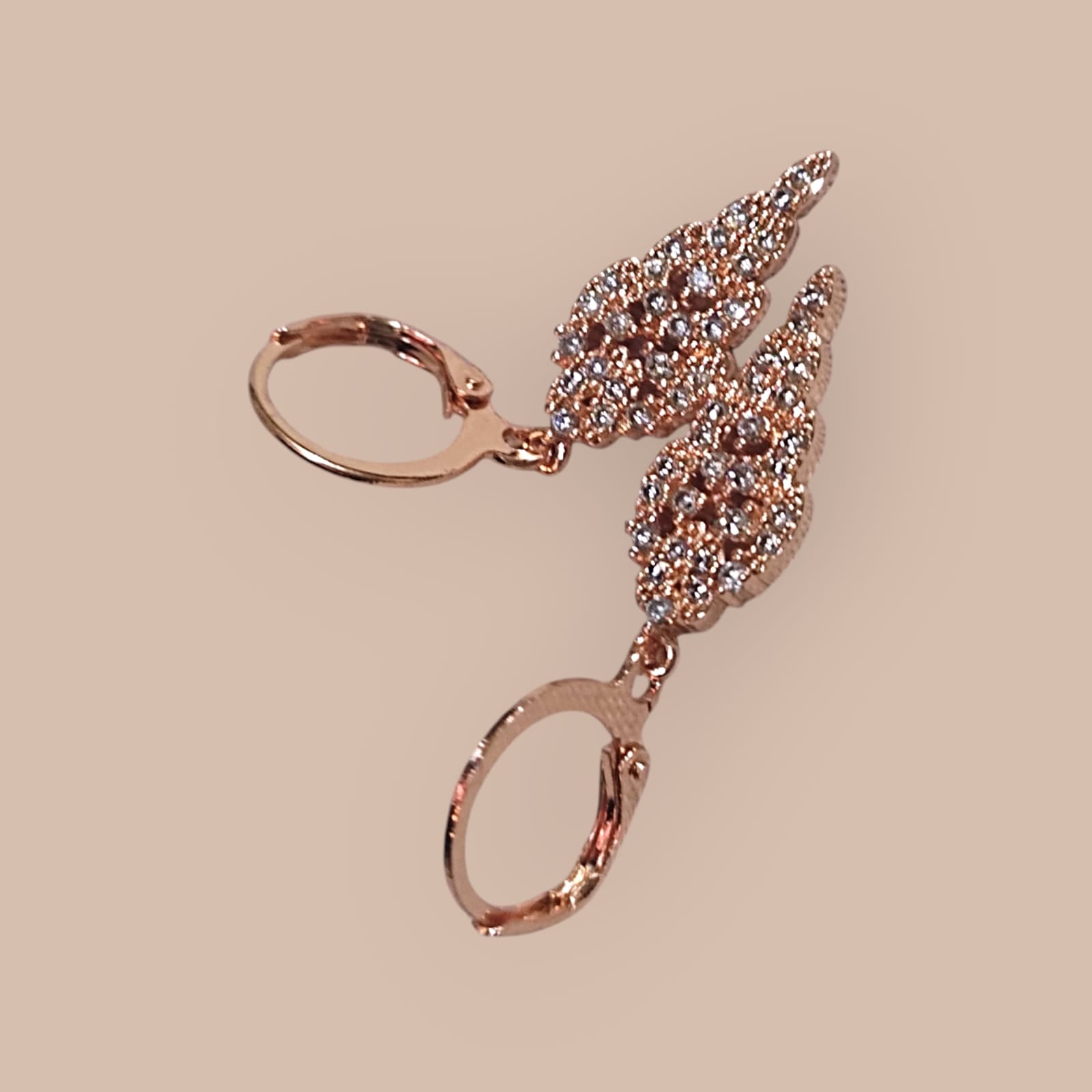Rose Gold-Plated Drop Earrings with Cluster CZ Detailing