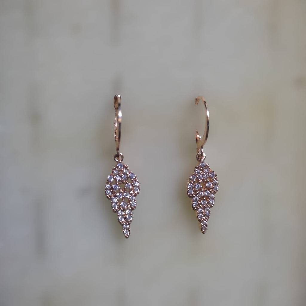 Rose Gold-Plated Drop Earrings with Cluster CZ Detailing