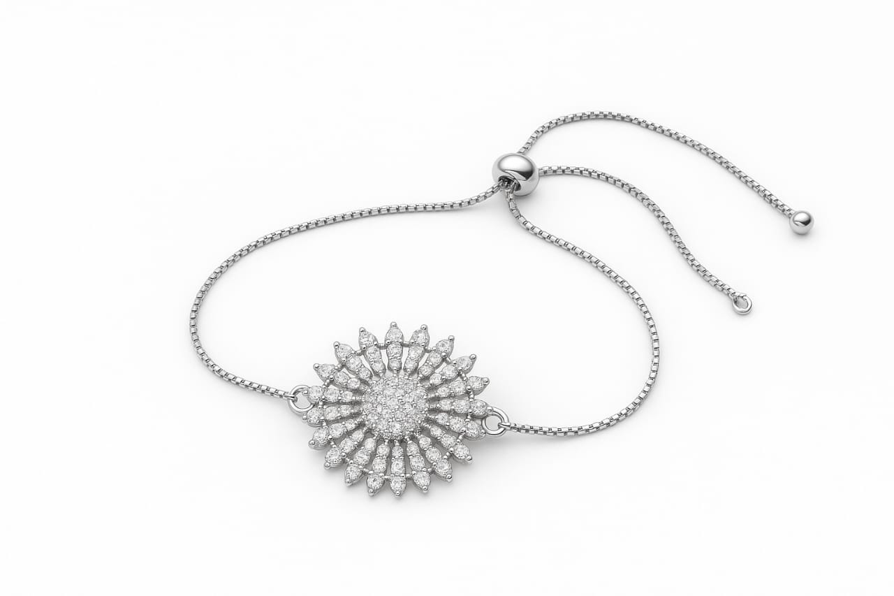 adjustable Elegant Sunburst Stone-Studded Bracelets