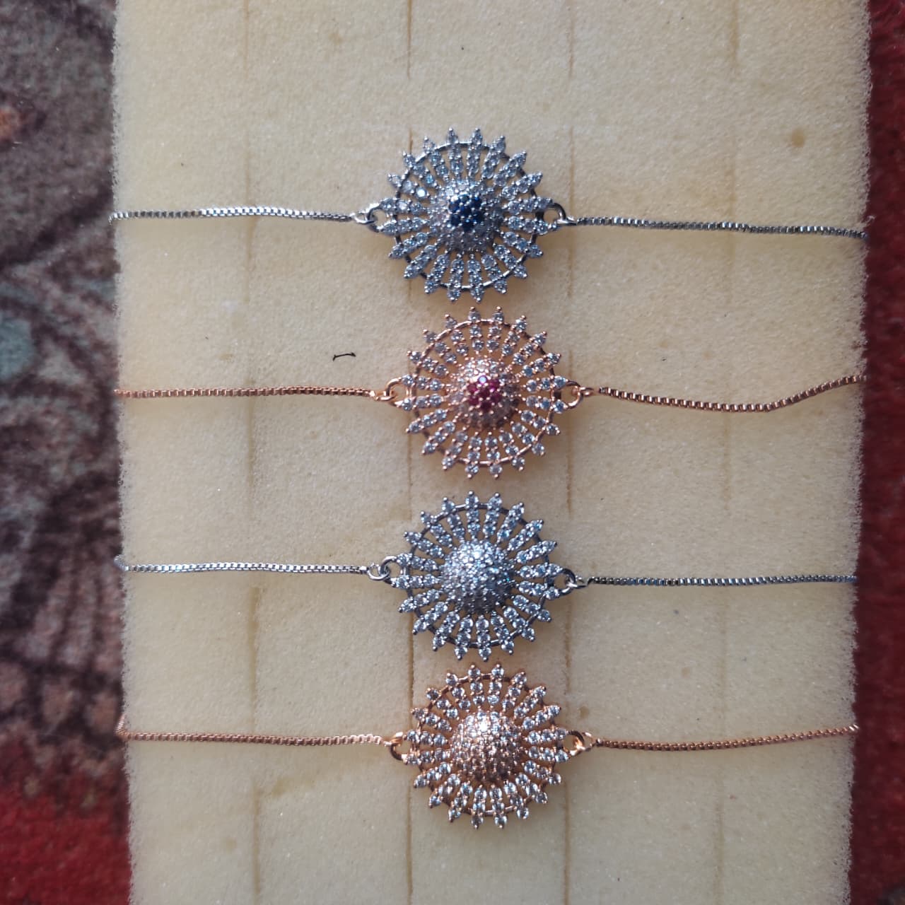 adjustable Elegant Sunburst Stone-Studded Bracelets